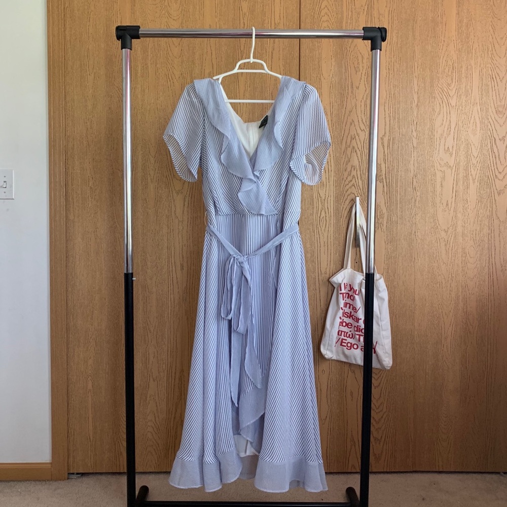 Blue & White Striped Flowy Dress
